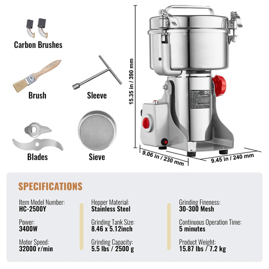 VEVOR Electric Grain Mill Grinder For Dry Grains And Spices