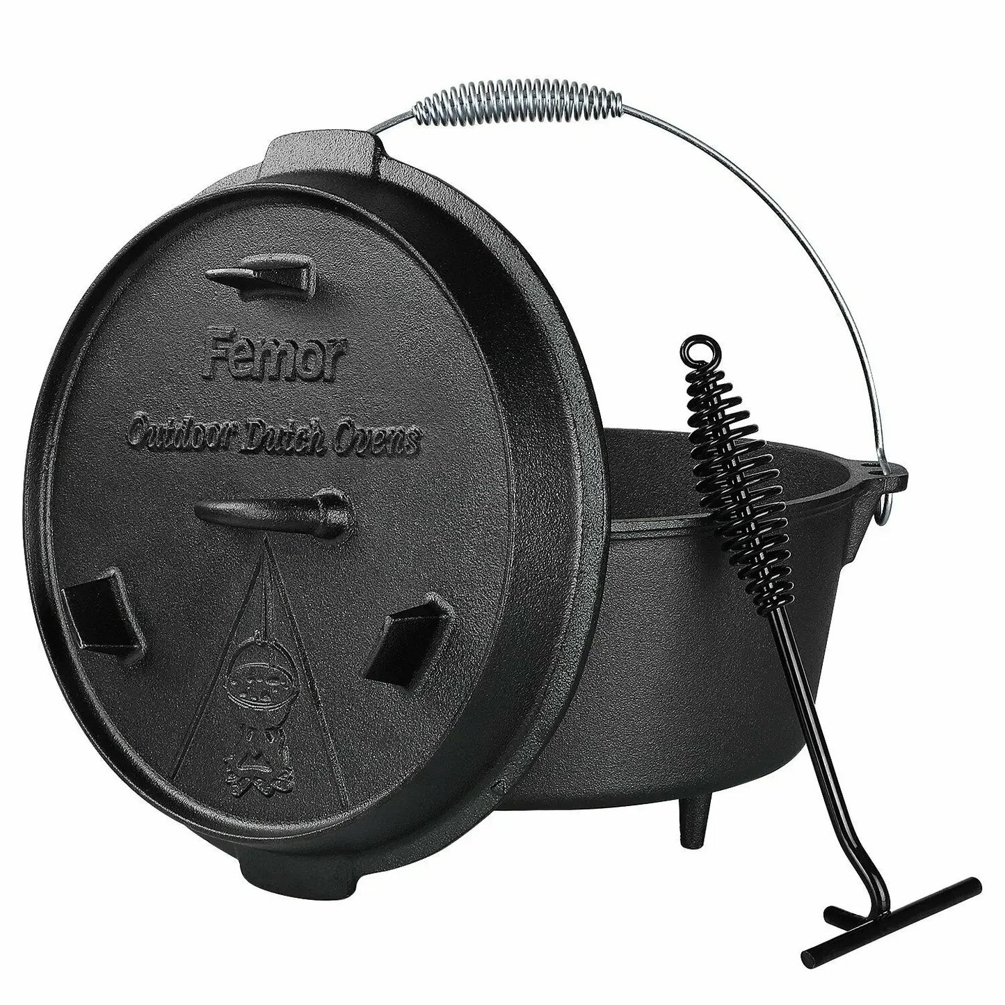 Cast Iron Dutch Oven Camping Pot Outdoor Portable Multifunction Cookware