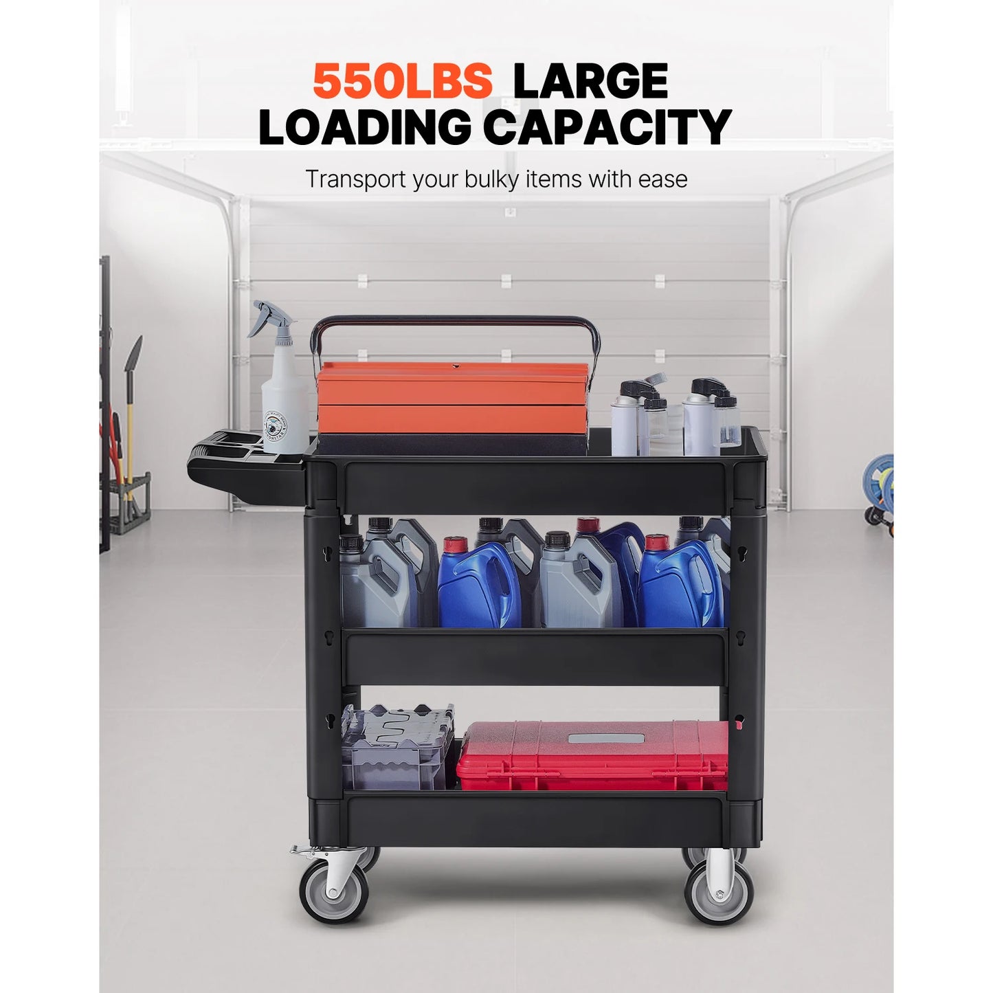 SucceBuy 3 Tier Service Cart With 360 Degree Swivel Wheels