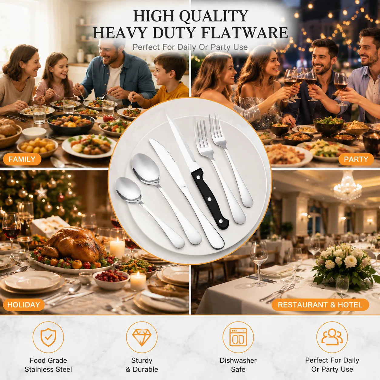 HANSMART 24 Piece Stainless Steel Flatware Set For Four