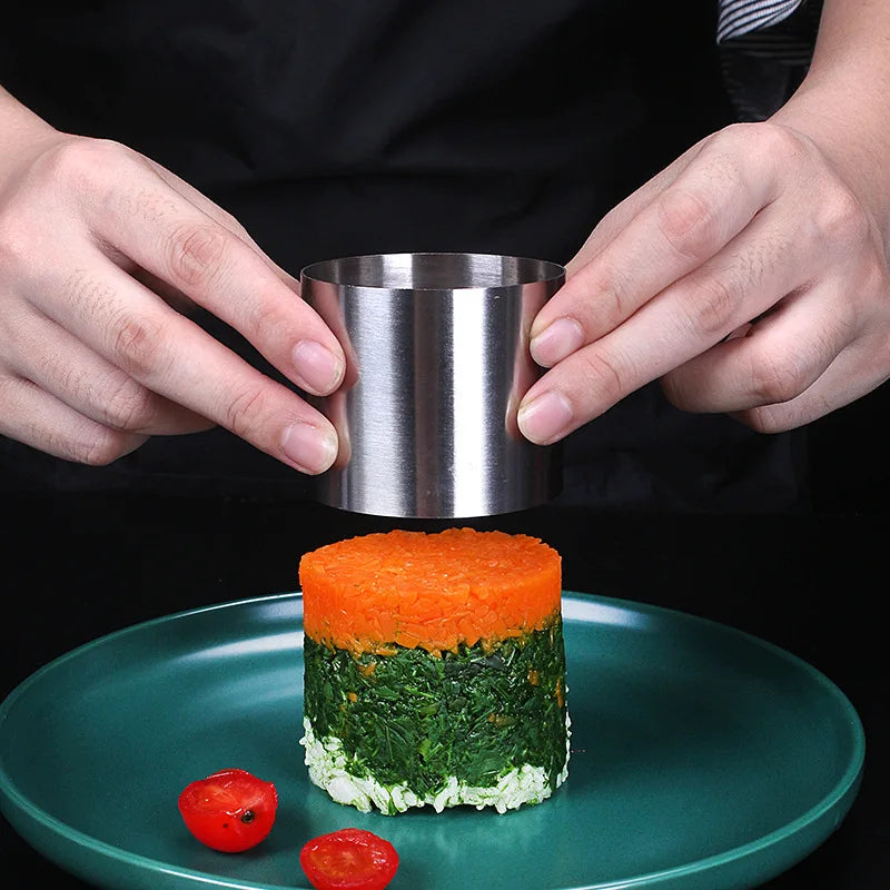 Round Stainless Steel Rice Ball Mold With Pusher Sushi Maker
