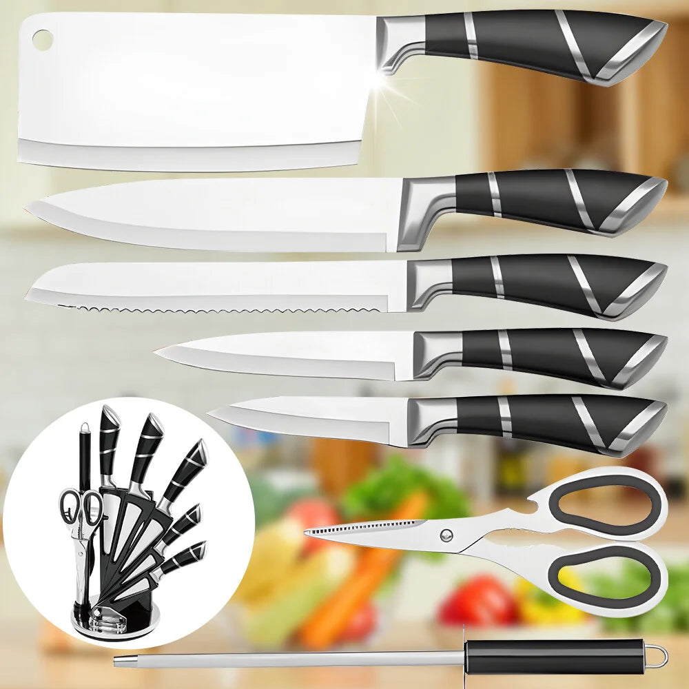 ZENG Stainless Steel Knife Set With Non-Stick Sharpener
