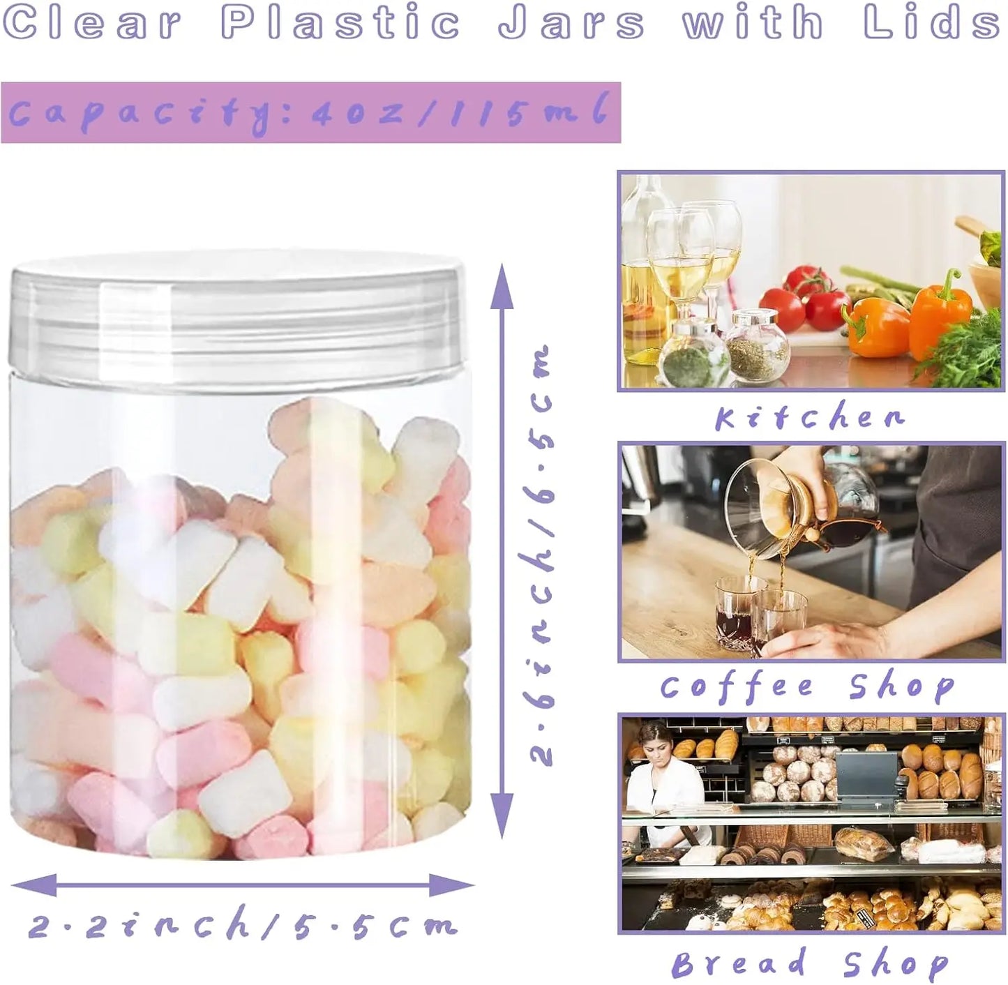 Plastic Jars With Lids Wide Mouth Storage Jars 20 Pack
