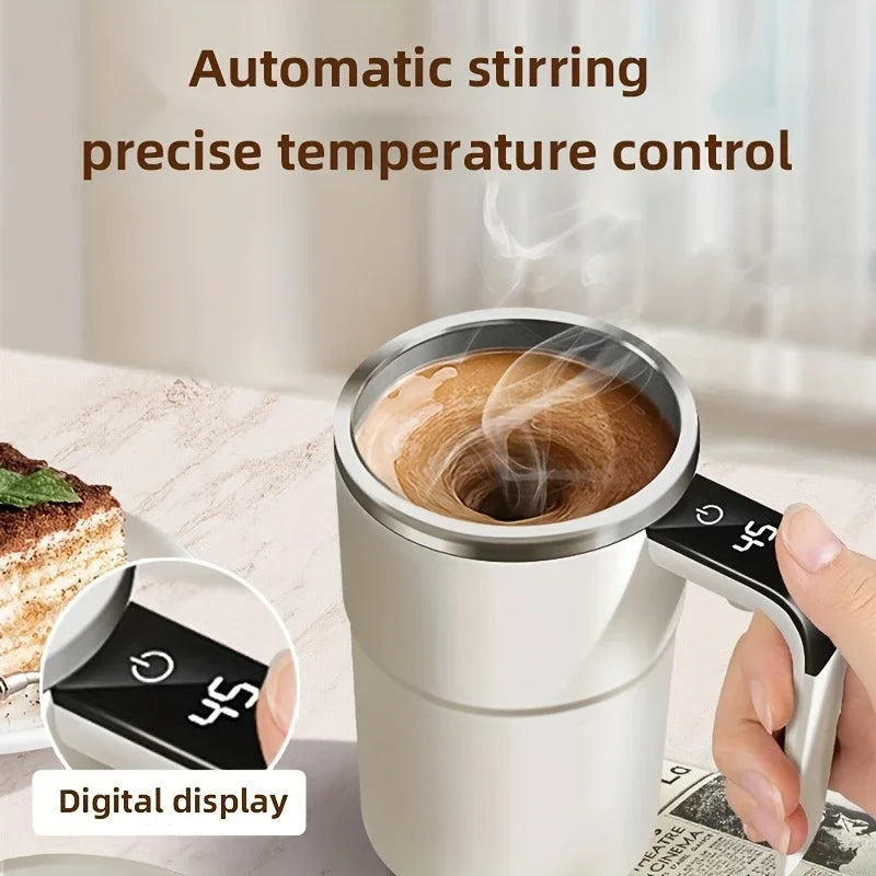 Smart Coffee Cup With LED Display USB Charging Magnetic Mixer