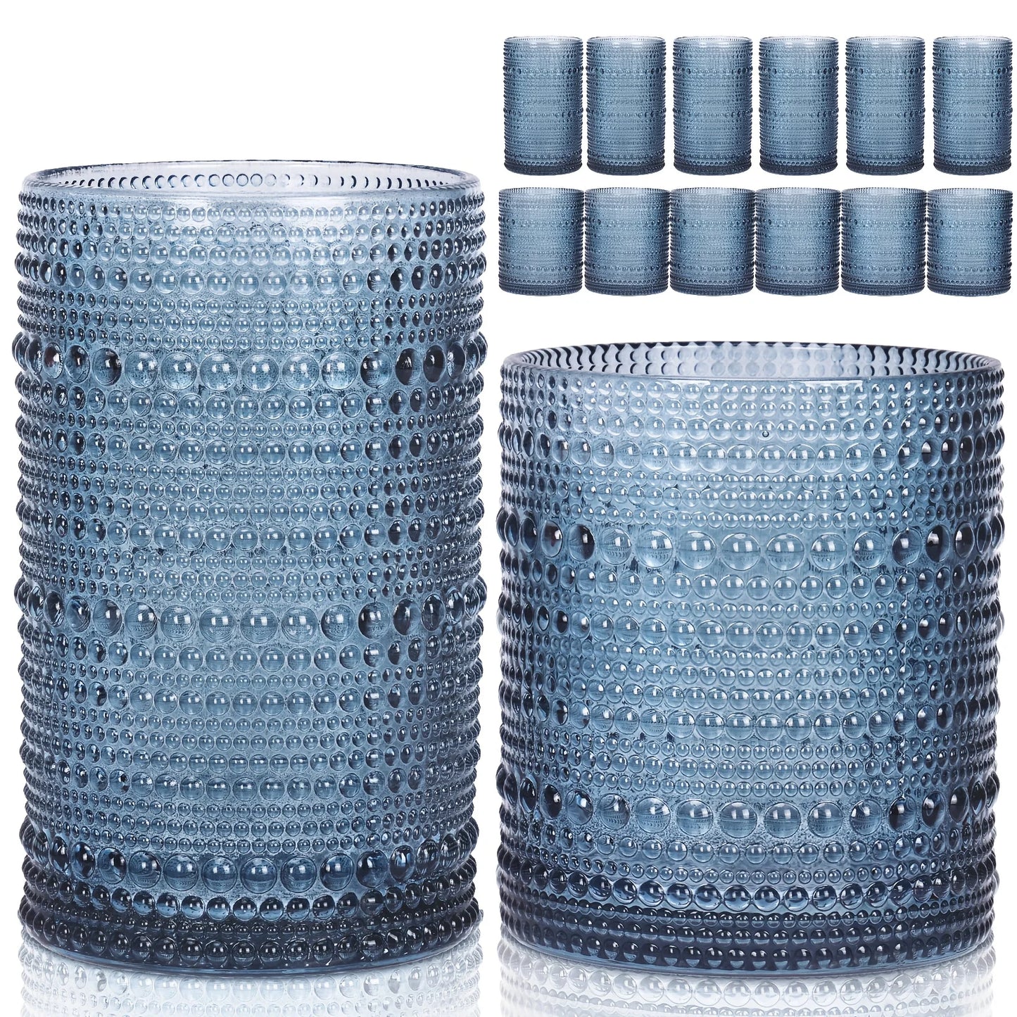 ETRENDZ Boho Embossed Glassware Set Highball And Juice Glasses