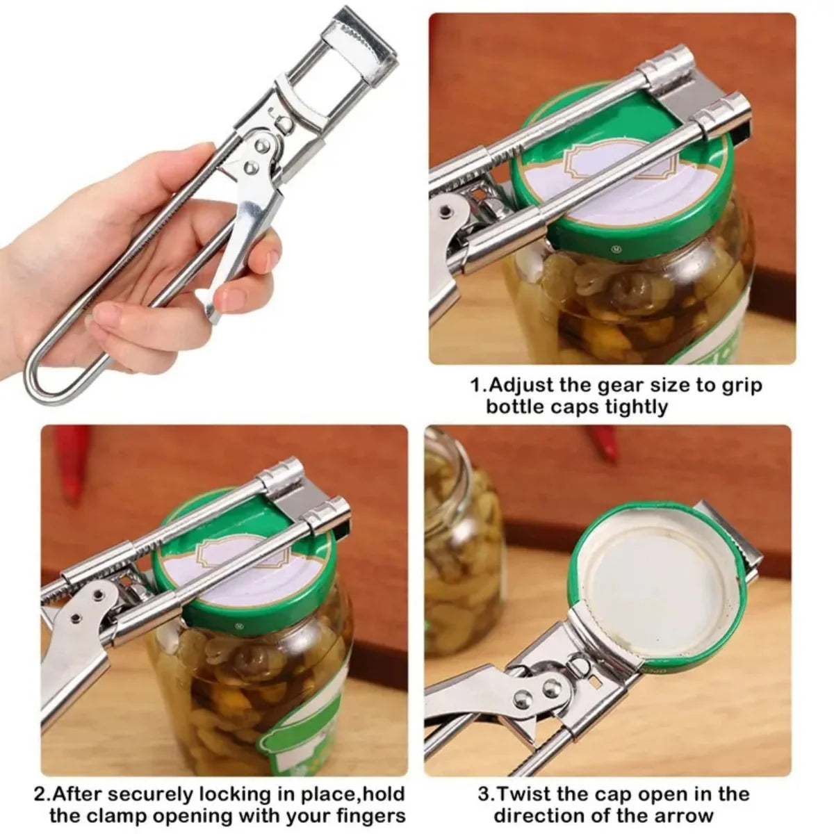 Adjustable Jar Opener Stainless Steel Multifunctional Can Opener For Arthritis