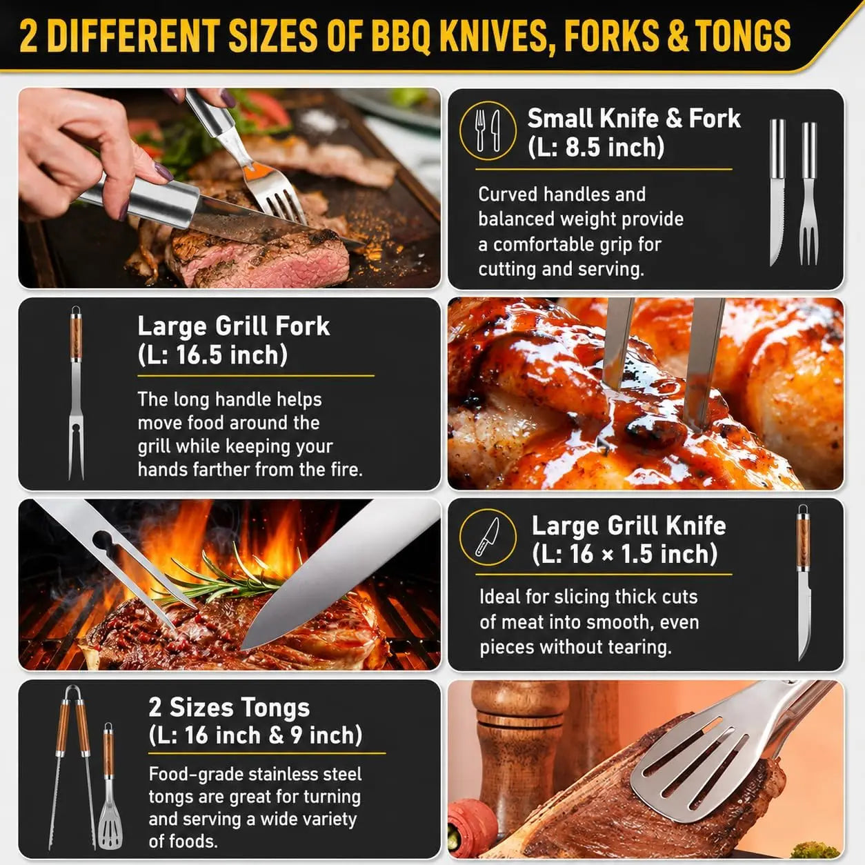 Premium Stainless Steel 34Pcs Grill Tool Set With Thermometer