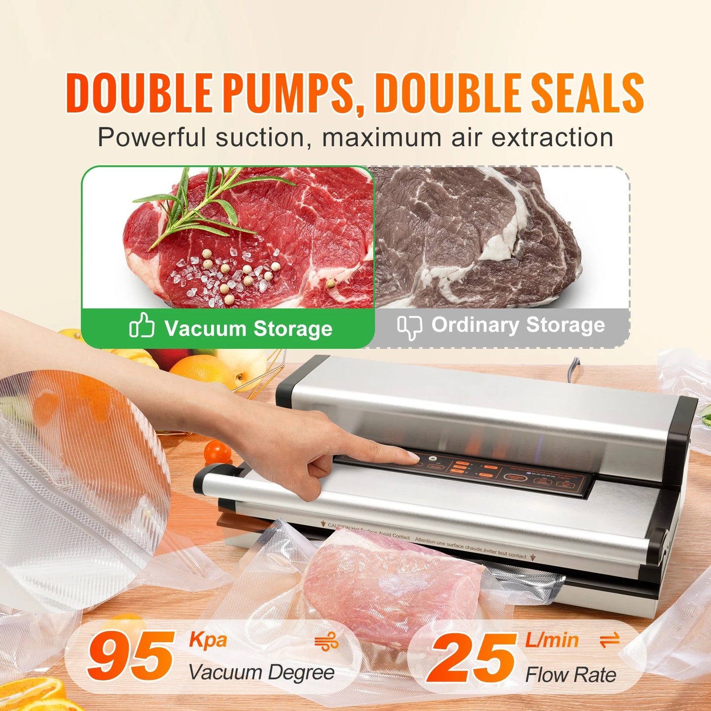 SucceBuy Commercial Vacuum Sealer Machine With Bag Roll Cutter