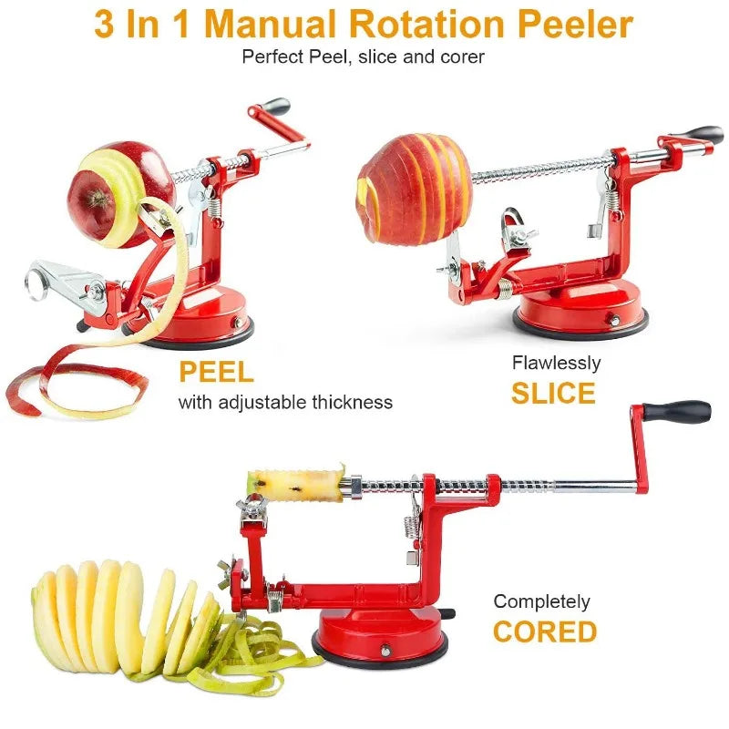 3 In 1 Apple Peeler Corer Slicer Manual Crank Suction