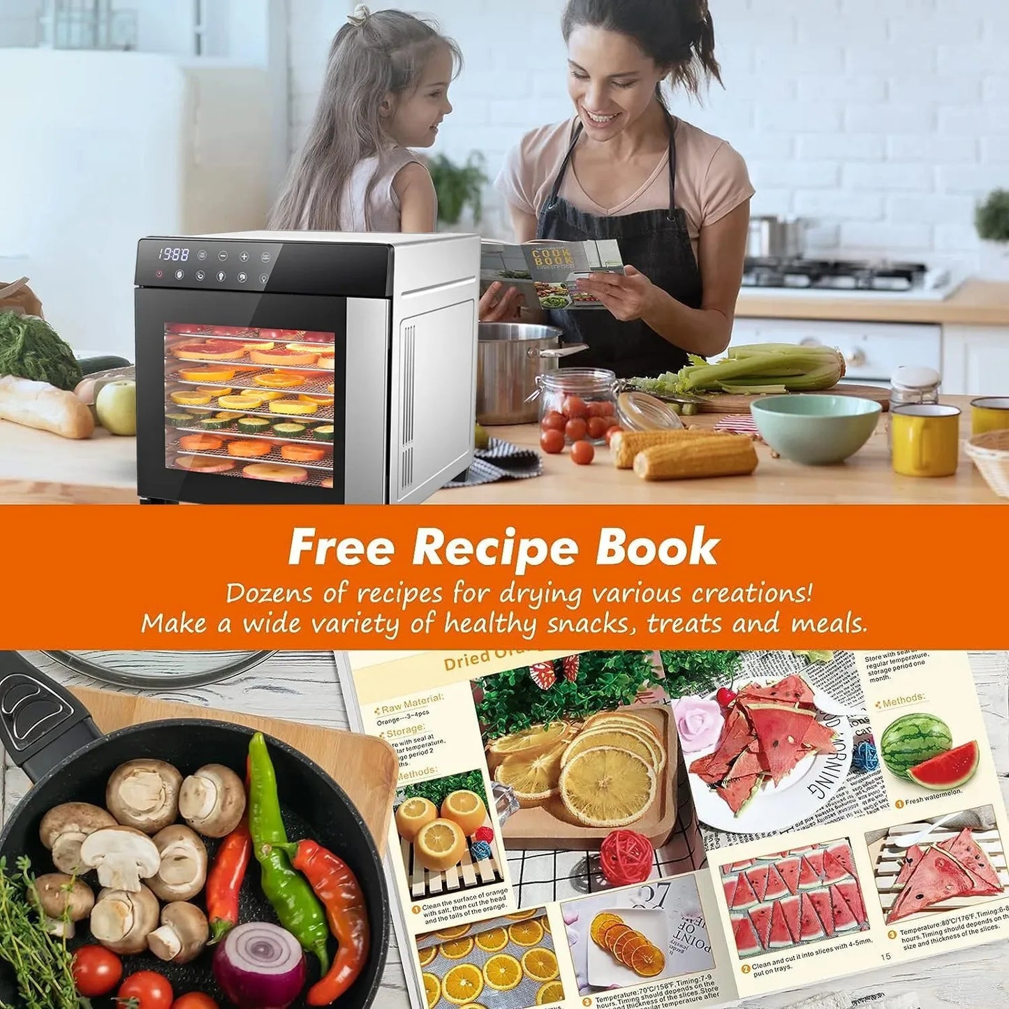 SNDOAS Food Dehydrator With Digital Timer And Presets