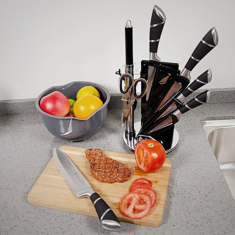 ZENG Stainless Steel Knife Set With Non-Stick Sharpener