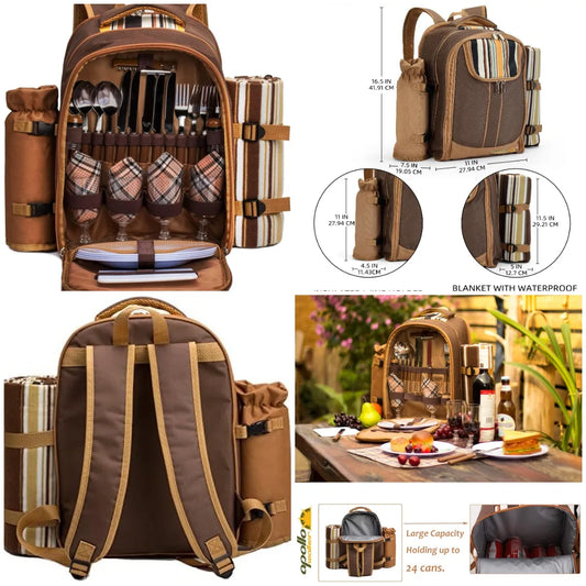 YTYIN Picnic Backpack For 4 With Cooler Compartment