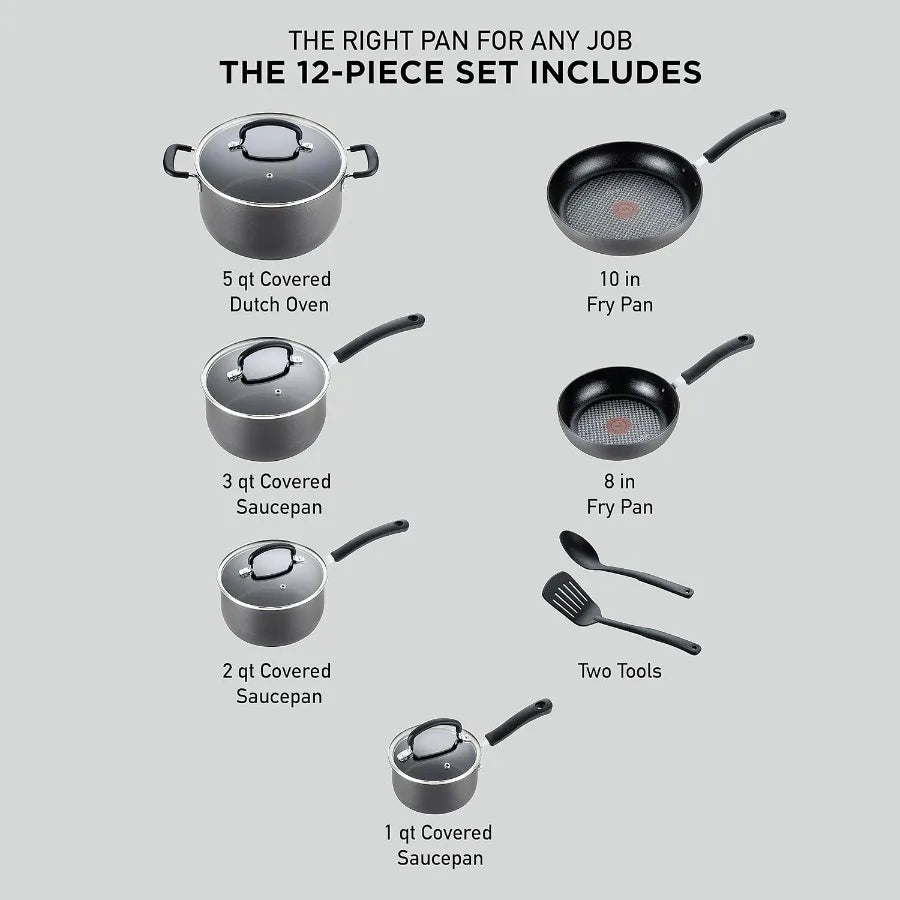 Hard Anodized Nonstick 12 Piece Cookware Set Oven Safe