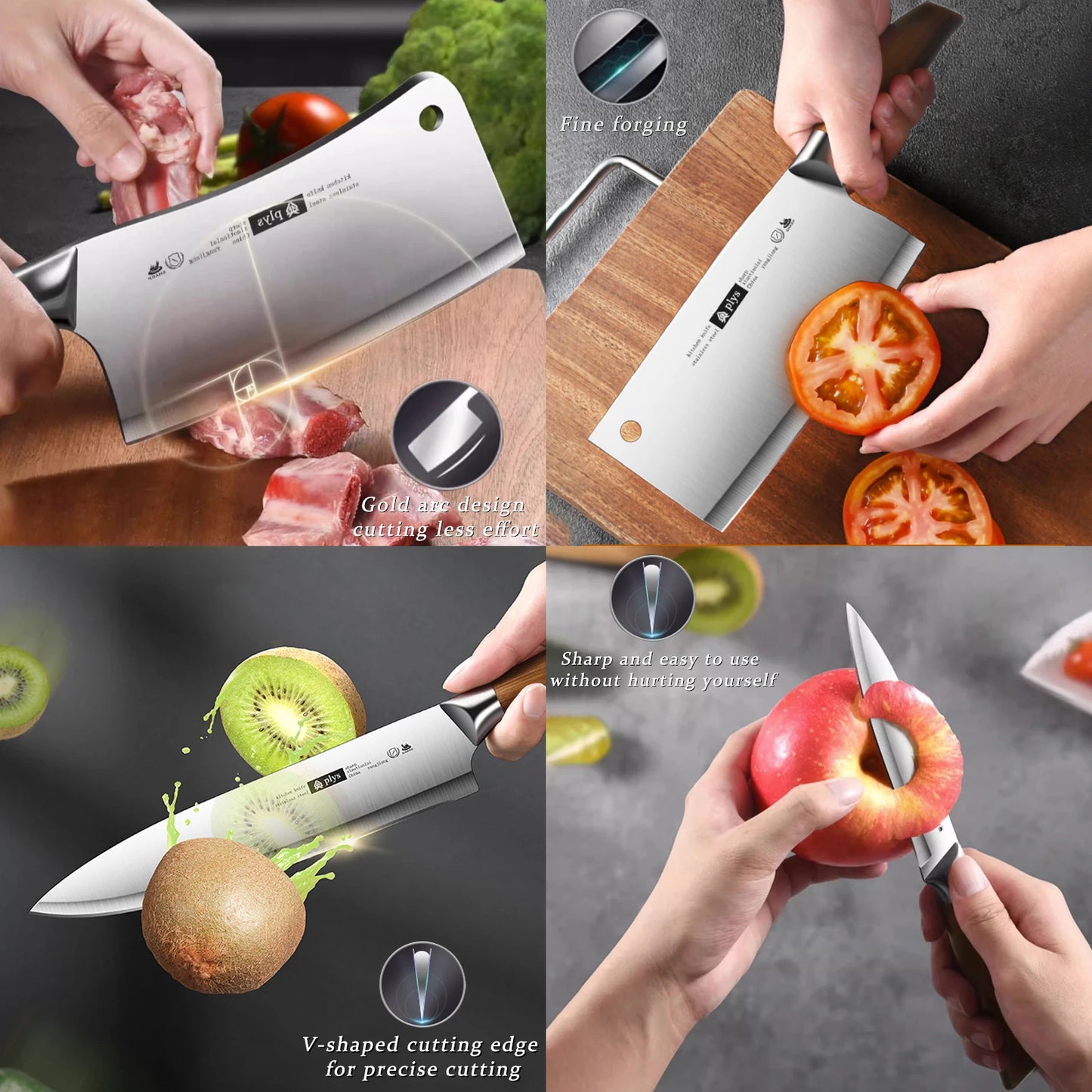 Stainless Steel 4 Piece Kitchen Knife Set For Home Chefs