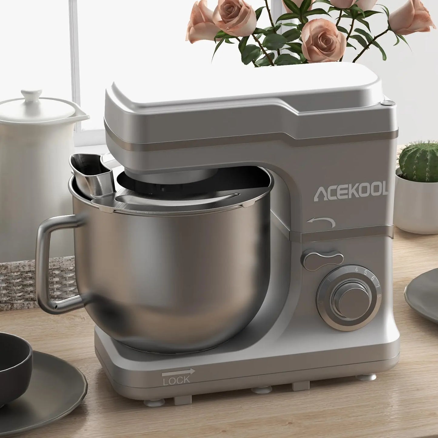 Electric Dough Mixer 660W 10-Speed Tilt-Head With Stainless Steel Bowl