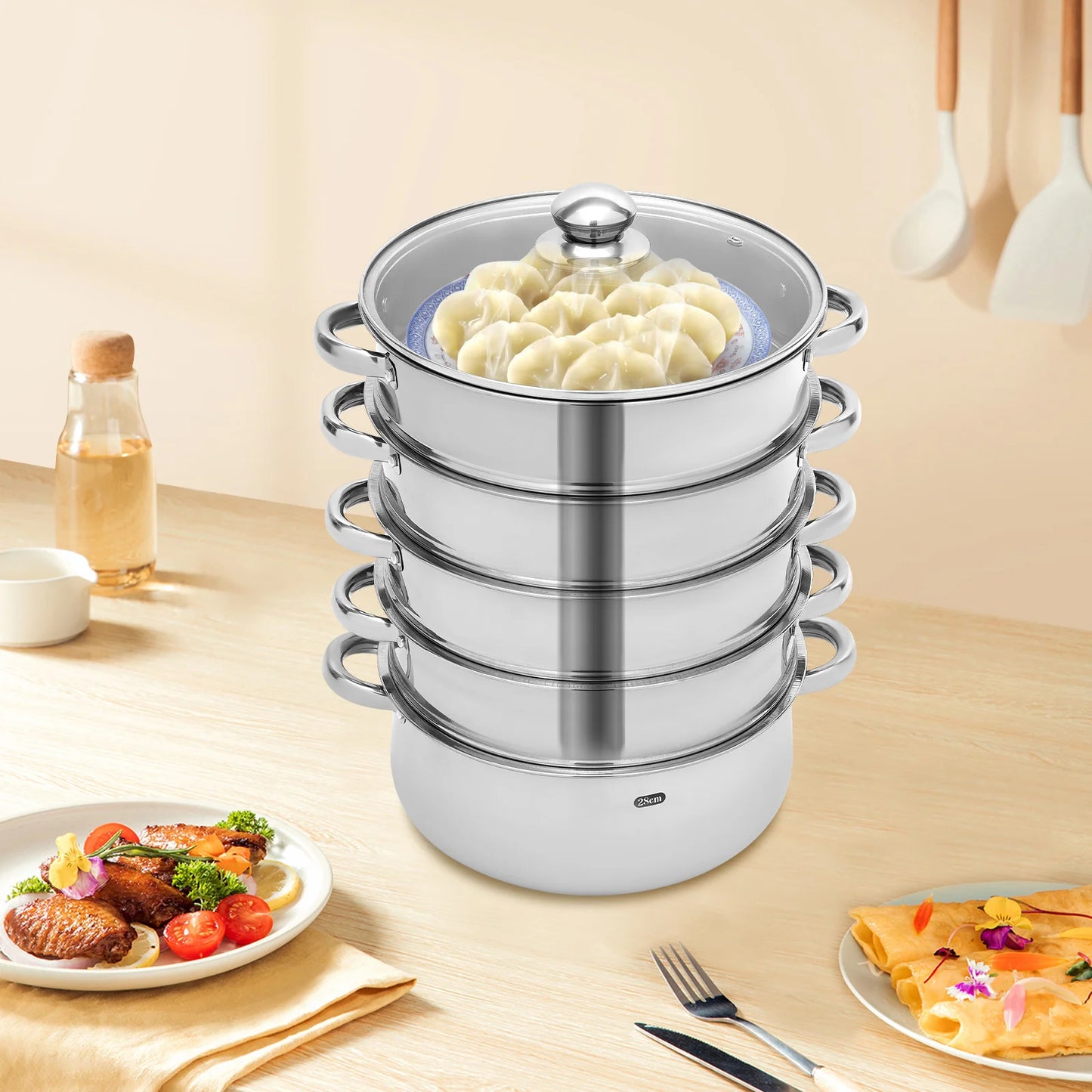 Stainless Steel Steamer 5 Tier Kitchen Steamer Durable And Clean