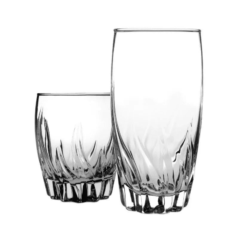 12 Piece Clear Glassware Set Highball And Rocks Glasses