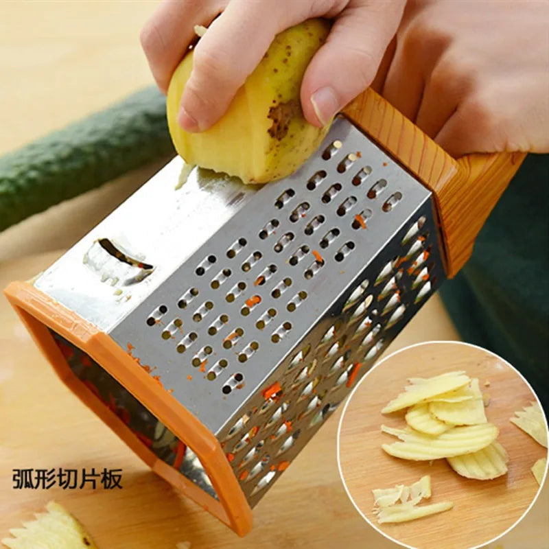 Six-Sided Stainless Steel Box Grater With Slicer And Shredder