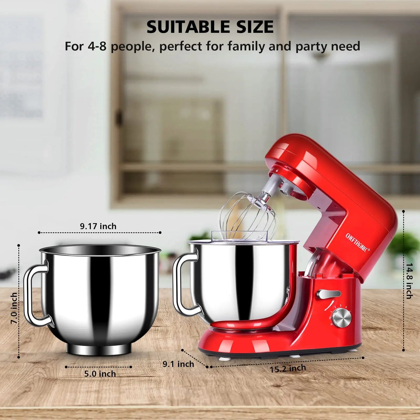 Cheftronic Stand Mixer Tilt-Head 650W 6-Speed US Plug