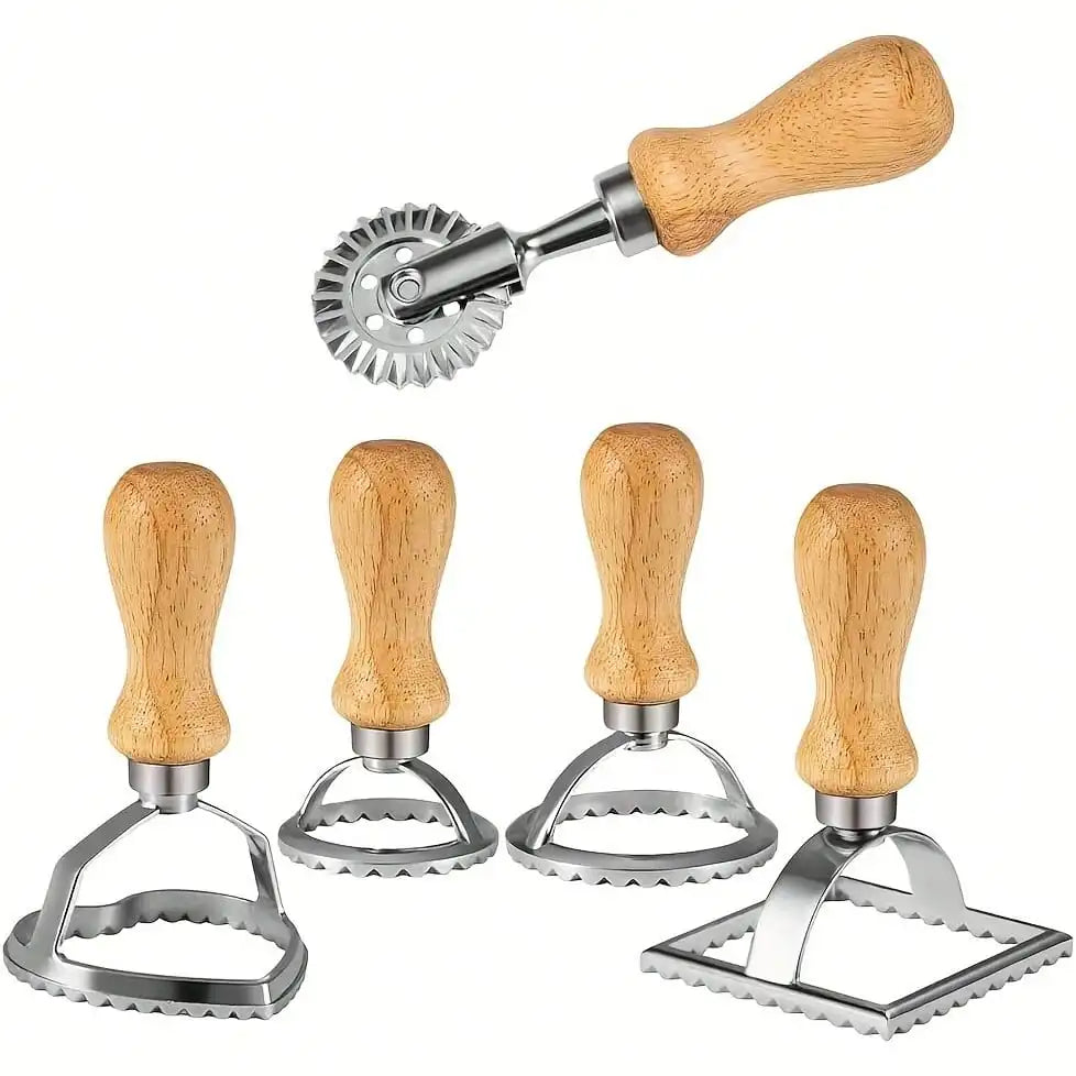 Ravioli Stamps With Wooden Handle Pasta Dumpling Cutter Tool