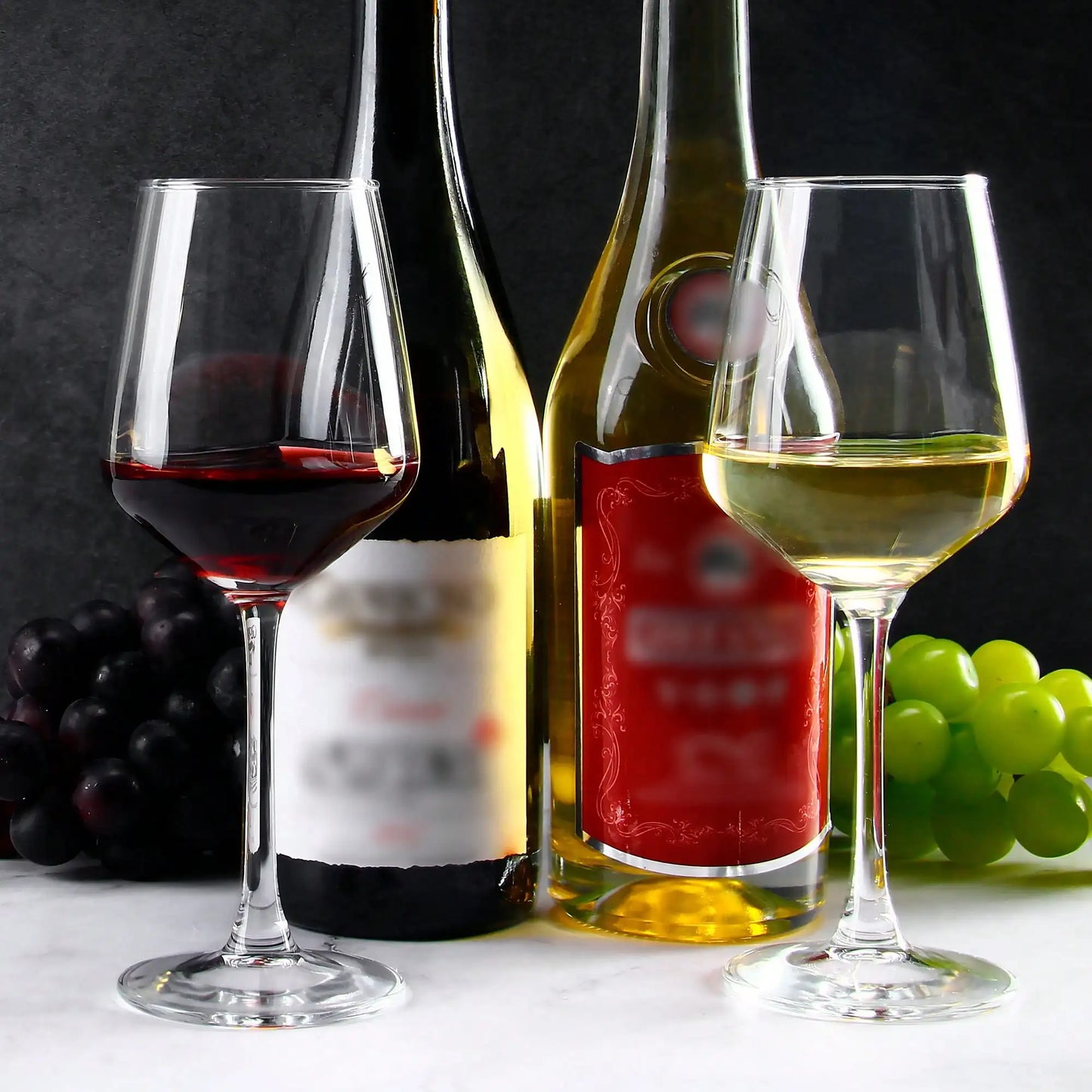 Wine Glasses Set Modern Minimalist Clear Long Stem Six Piece