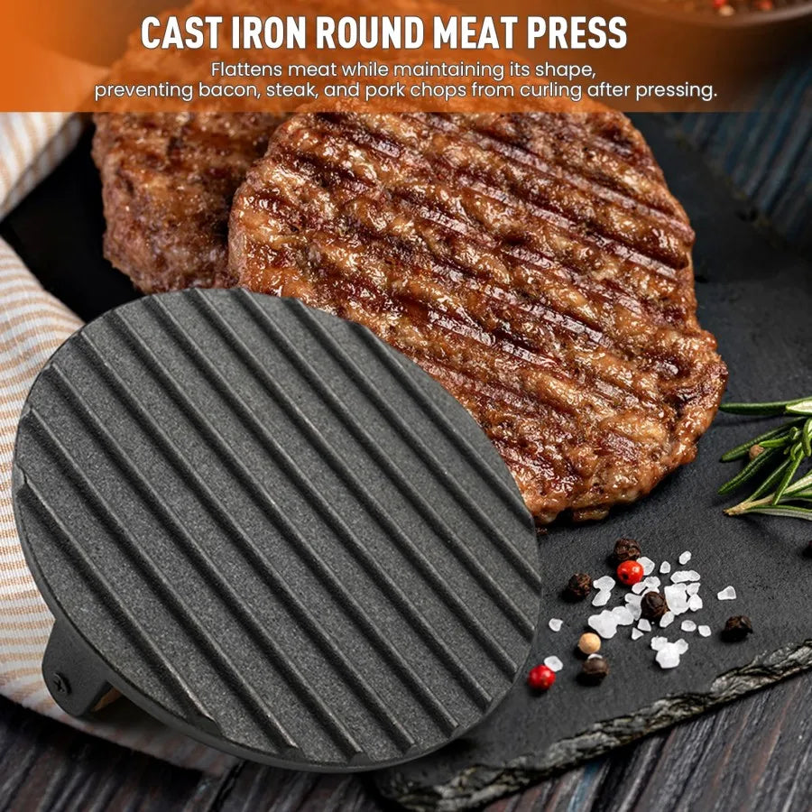 MoMoxi Smashed Burger Press With Wood Handle For Nonstick Pan