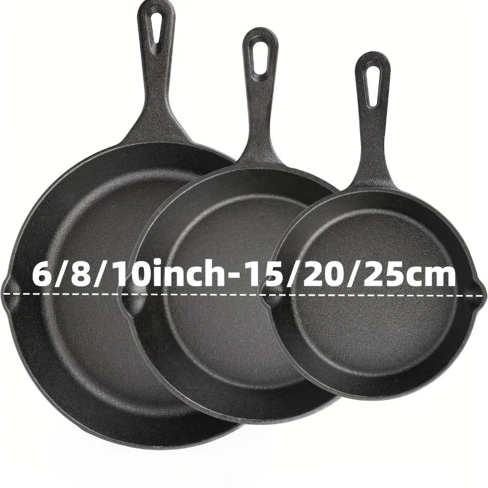 AEDG 3-Piece Cast Iron Skillet Set Preseasoned For Oven