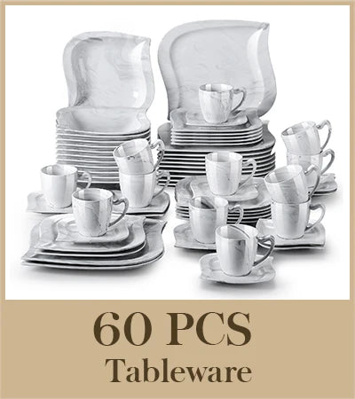 MALACASA Porcelain Dinner Set 30 Or 60 Piece Cups Saucers