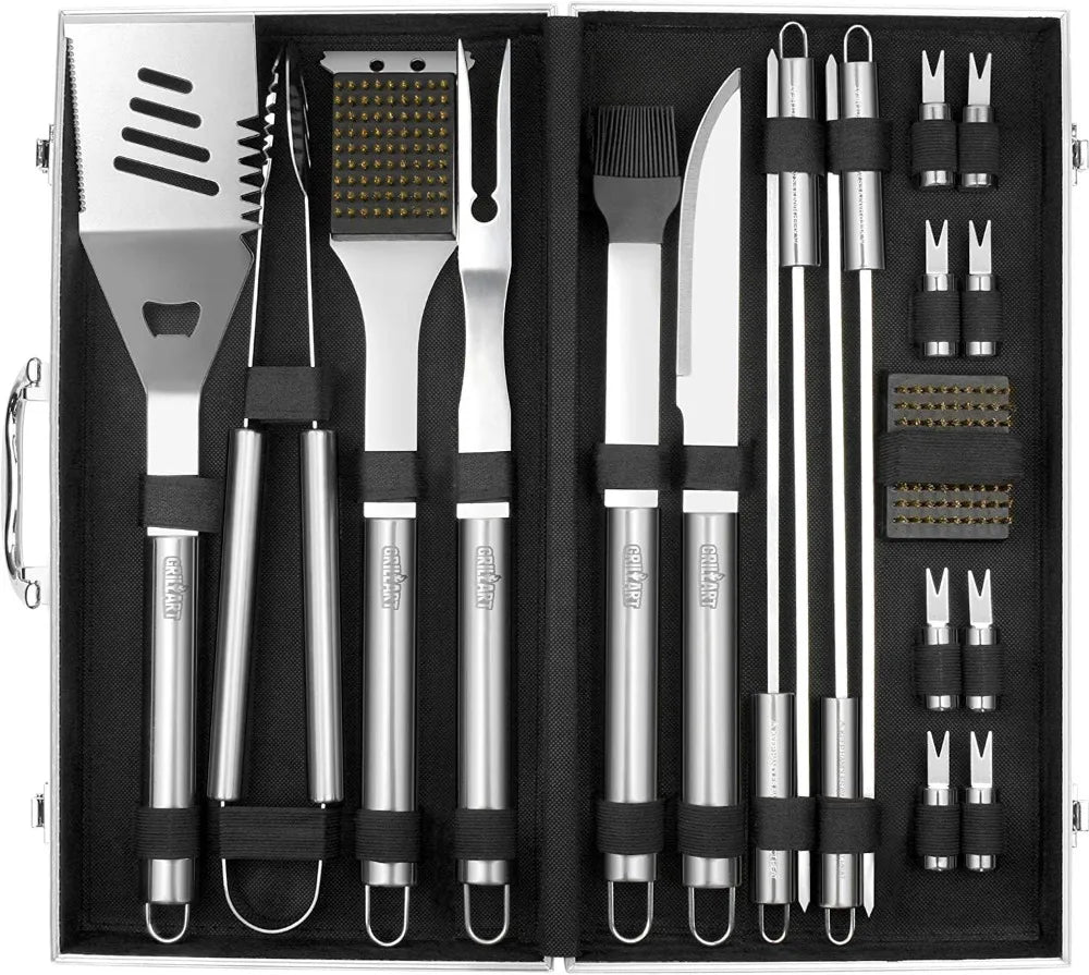 Stainless Steel BBQ Grill Tool Set With Case For Dad