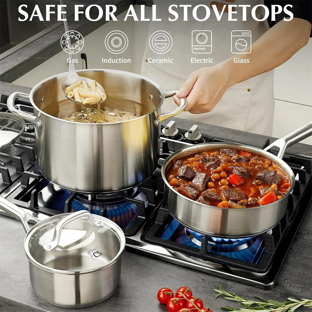 Koch Systeme CS Stainless Steel 17 Piece Pots And Pans Set Induction Compatible