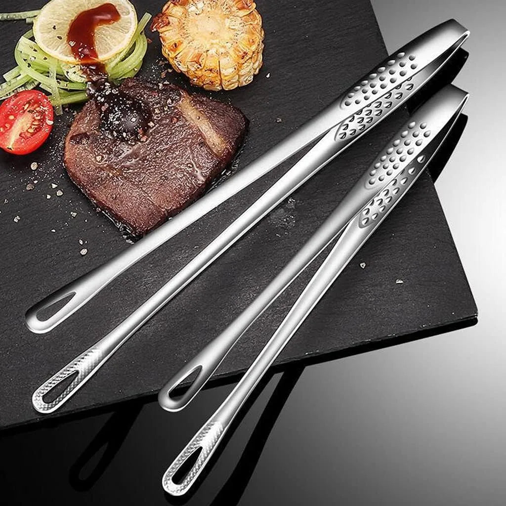 28 cm Stainless Steel Korean BBQ Grill Tongs Japanese Barbecue Tongs for Cooking Portable Kitchenware Home Outdoor Steak Salad Food