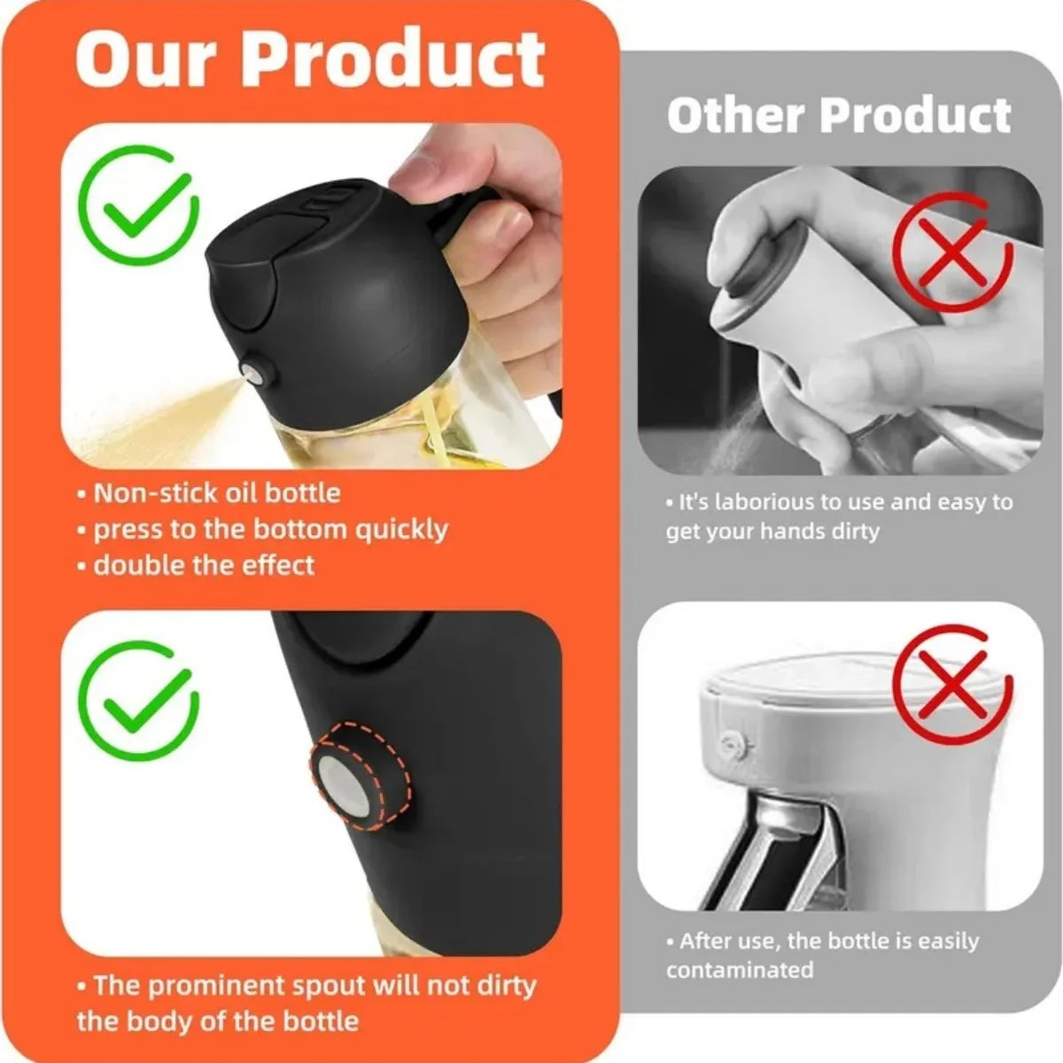 2 In 1 Glass Oil Sprayer Dispenser For Kitchen Grilling