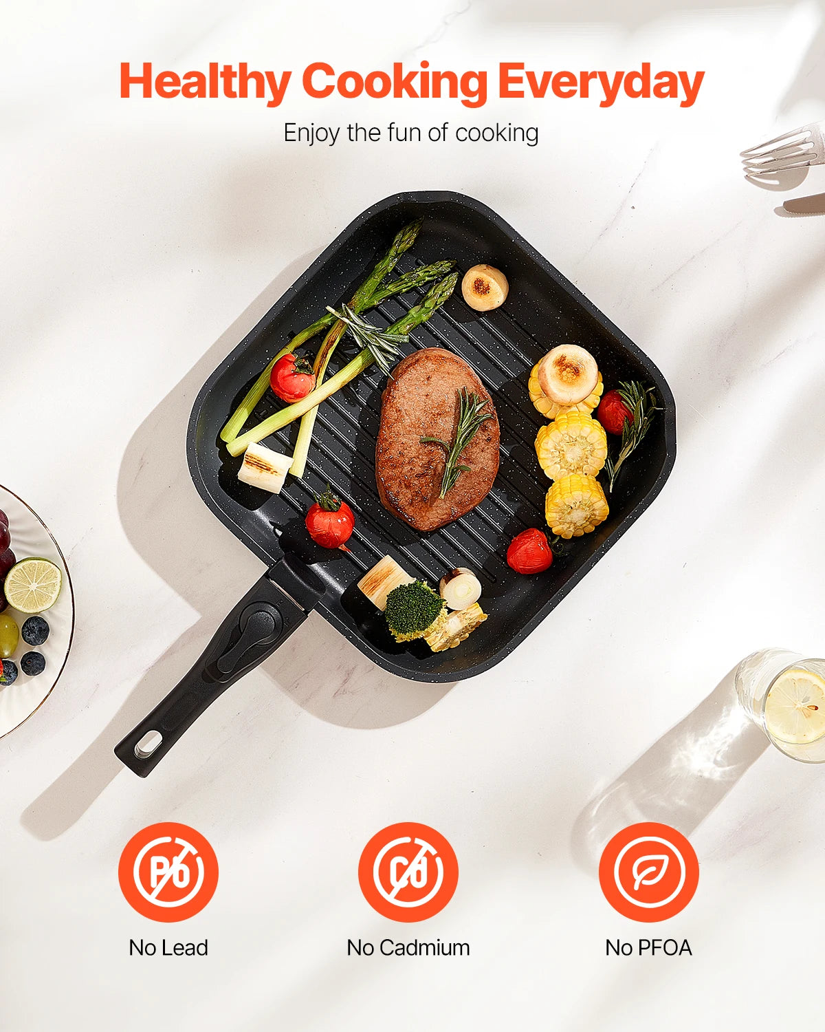 SucceBuy 17 Piece Nonstick Cookware Set For Induction Cooking