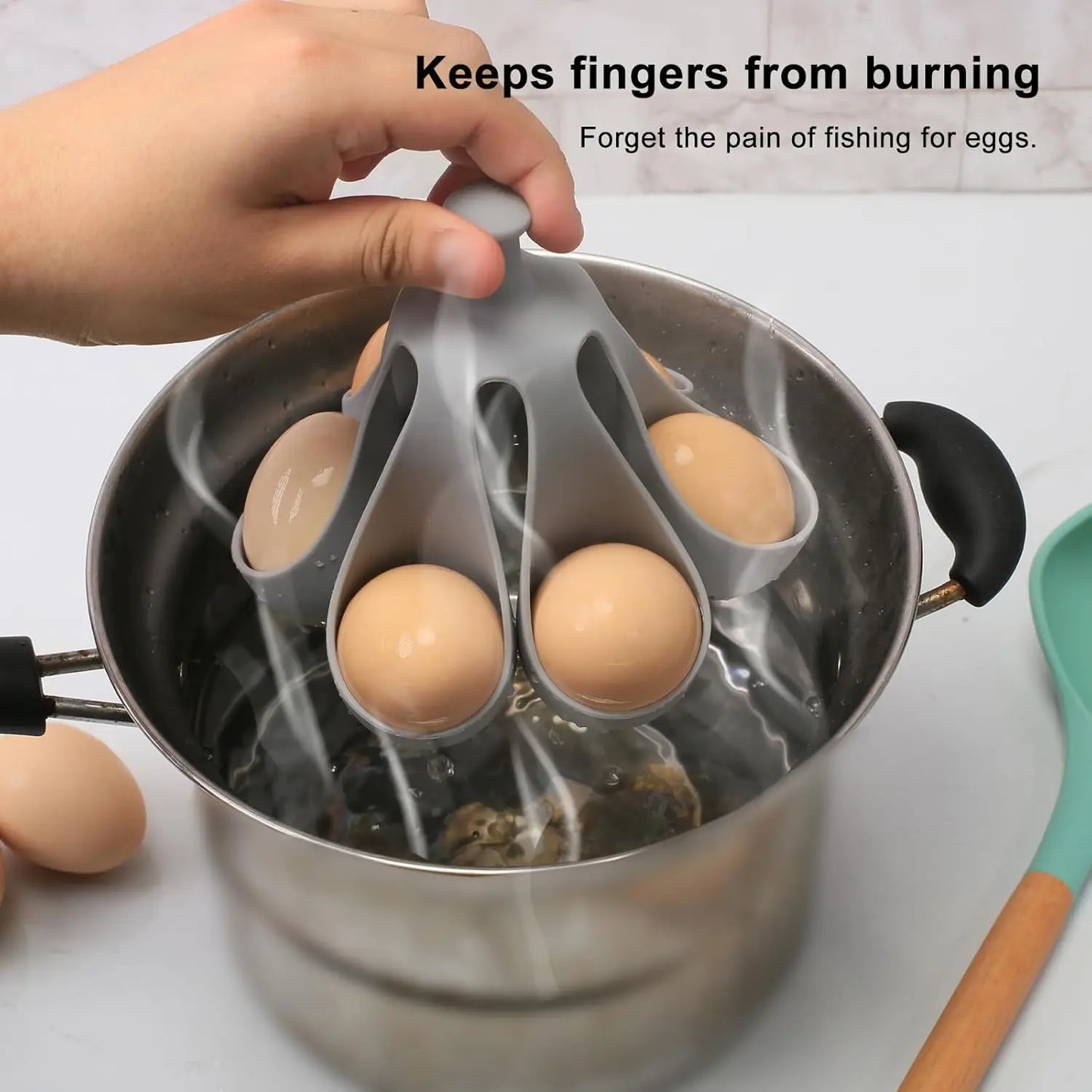 Silicone Egg Boiler Rack Six Holder Kitchen Gadget Dishwasher Safe