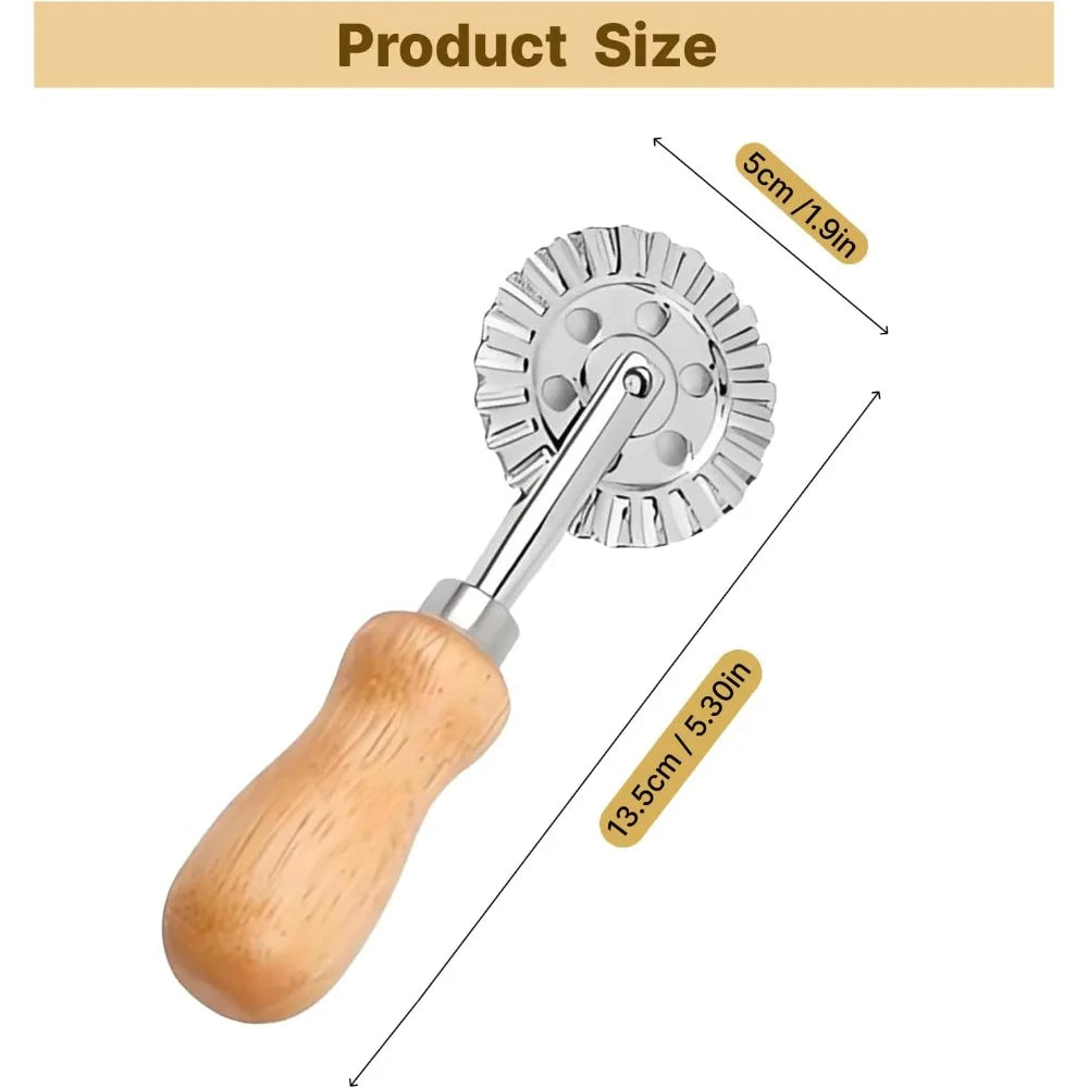 Pastry Wheel Cutter And Dough Crimper Tool For Ravioli Pierogi
