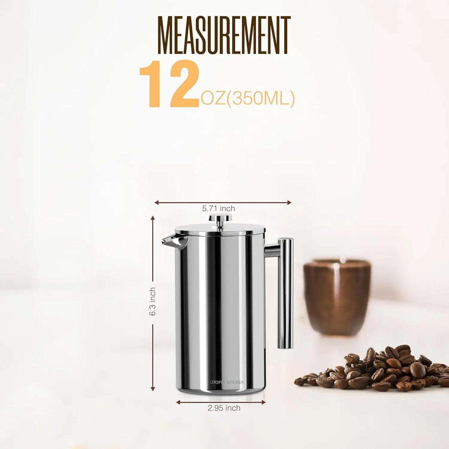 Stainless Steel French Press Coffee Maker With Double Wall Insulation