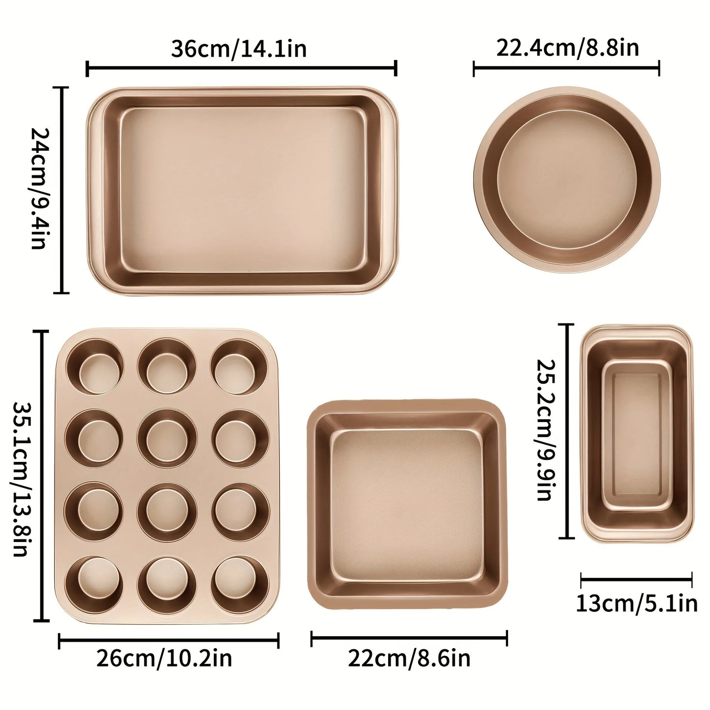 Nonstick Bakeware Set With Round And Square Pans Waffle Tray Cookie Sheet