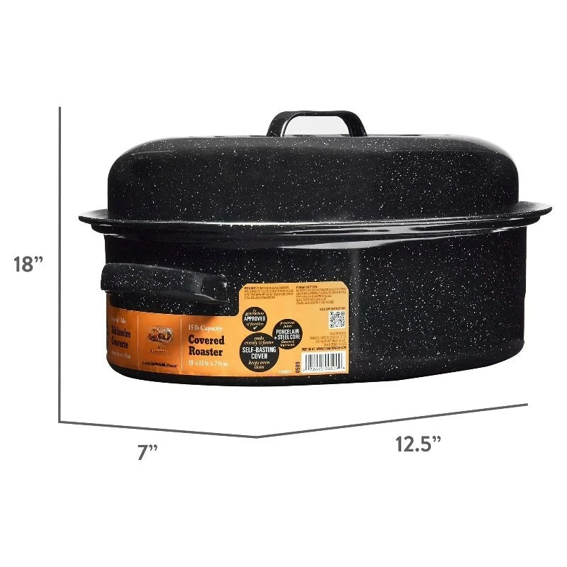 Covered Oval Roaster With 15 Pound Capacity For Even Browning