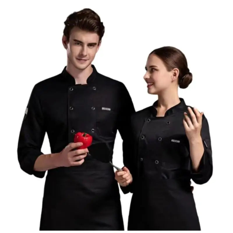 Summer Restaurant Kitchen Chef Black White Uniform Breathable Mesh Work Clothes Short/Long Sleeve Cooking Button Shirt Clothes