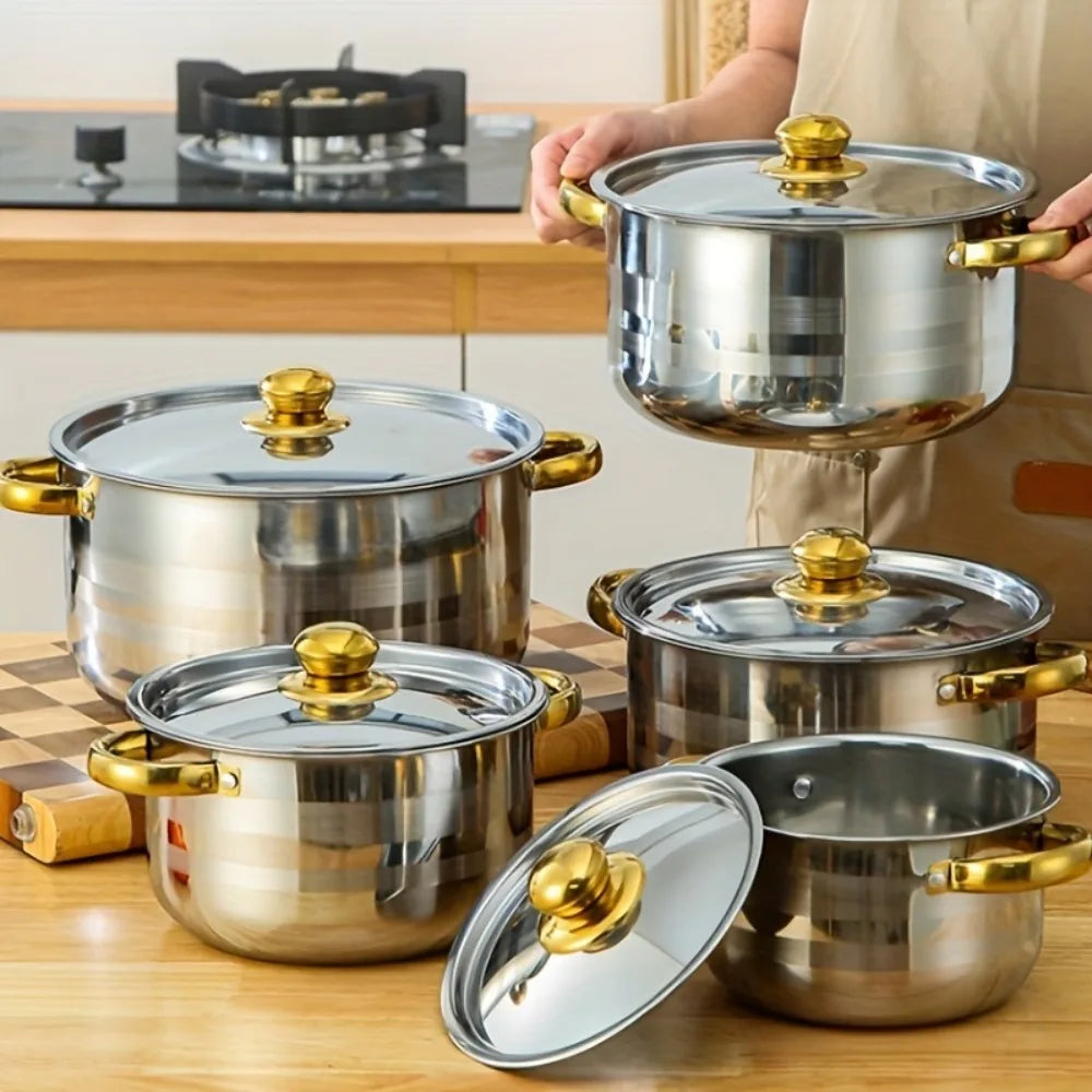 Stainless Steel 5-Piece Cookware Set Durable and Easy Clean