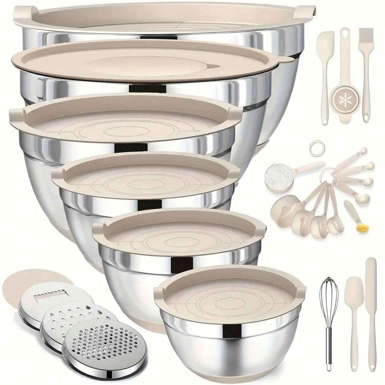 Stainless Steel Mixing Bowls Set With Lids And Attachments