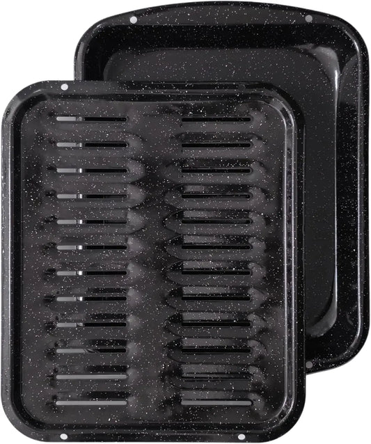 Nonstick Broiler Pan With Rack Porcelain Coated For Even Heat Drainage