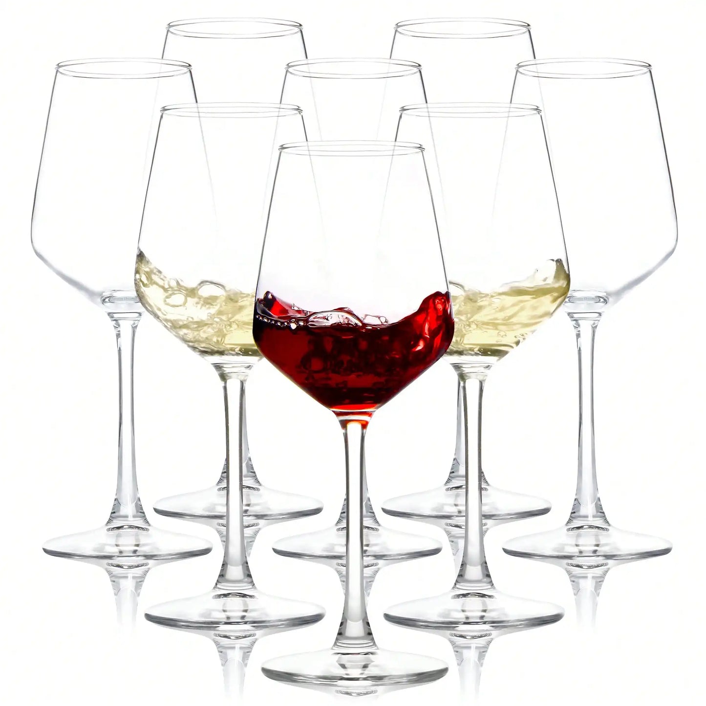 Wine Glasses Set Modern Minimalist Clear Long Stem Six Piece