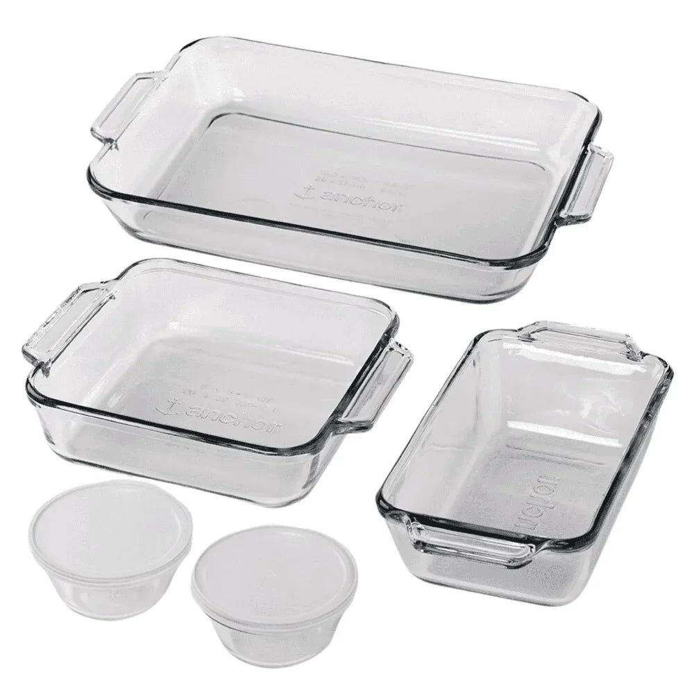 7 Piece Glass Bakeware Set Oven Safe Casserole Dishes