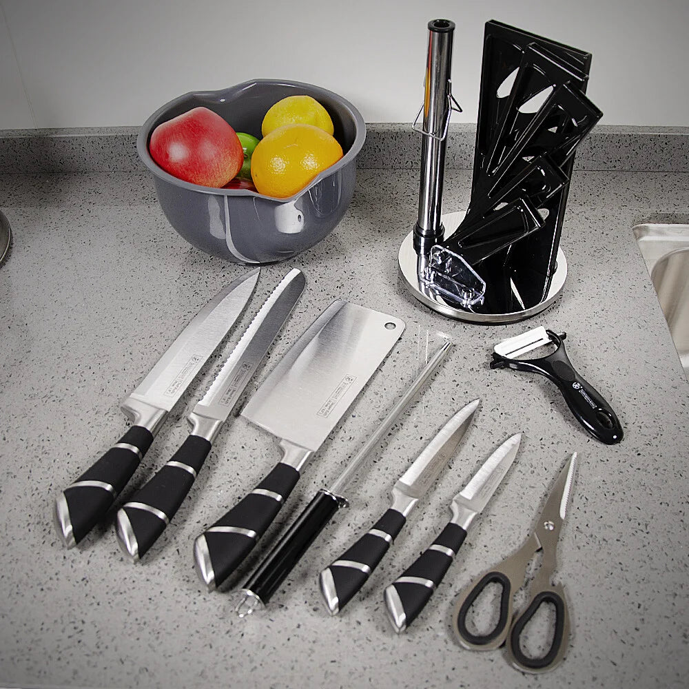 ZENG Stainless Steel Knife Set With Non-Stick Sharpener