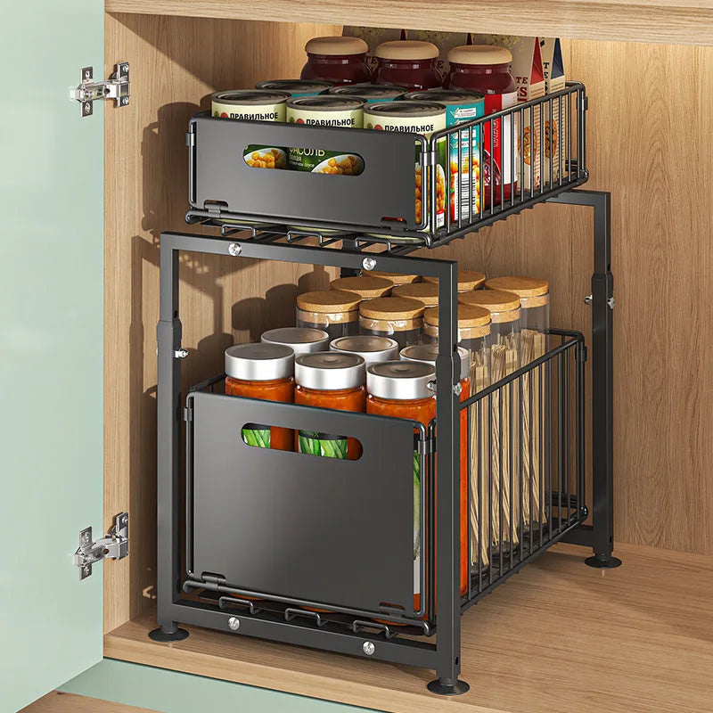 AEHOME 2 Tier Slide Out Cabinet Organizer Heavy Duty Under Sink