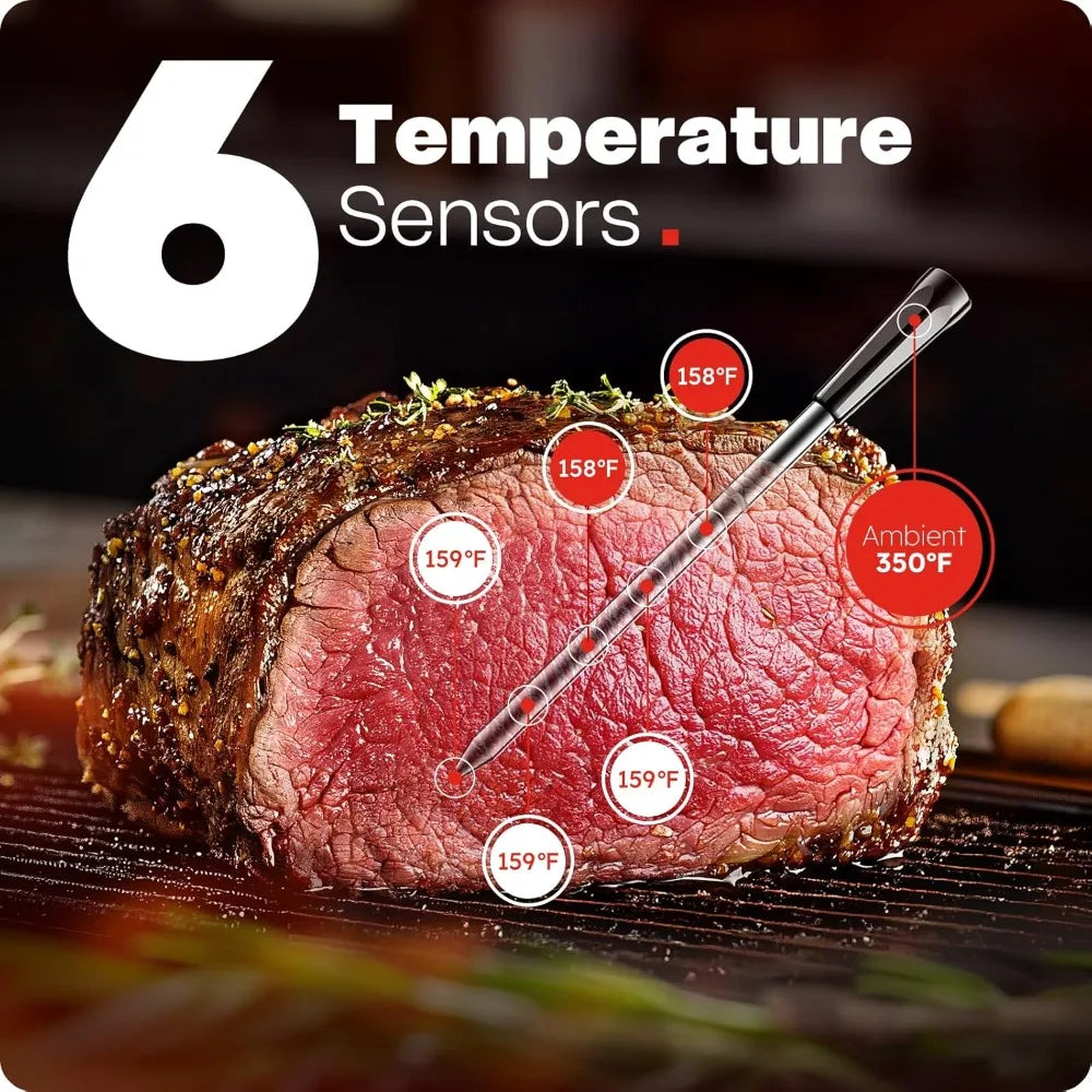 Smart Bluetooth Wireless Meat Thermometer With 6 Sensors Instant Read