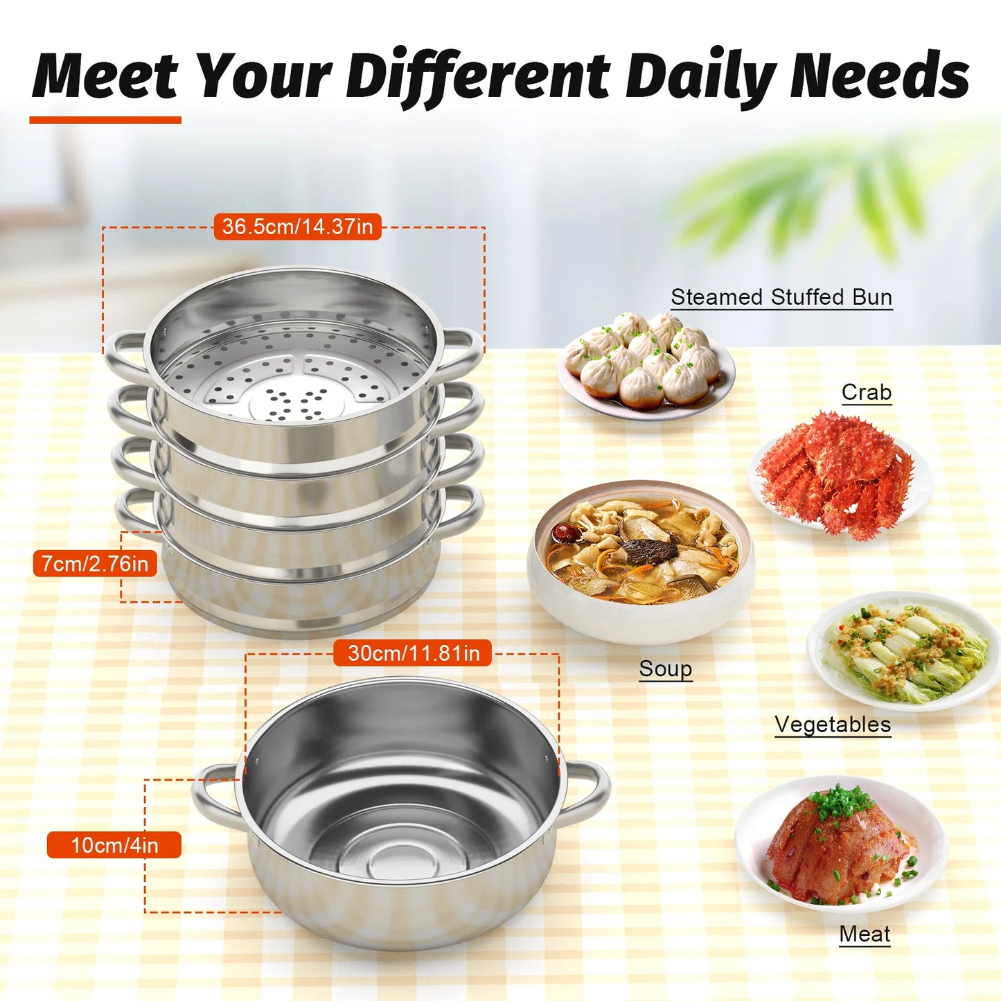 Stainless Steel Steamer 5 Tier Kitchen Steamer Durable And Clean