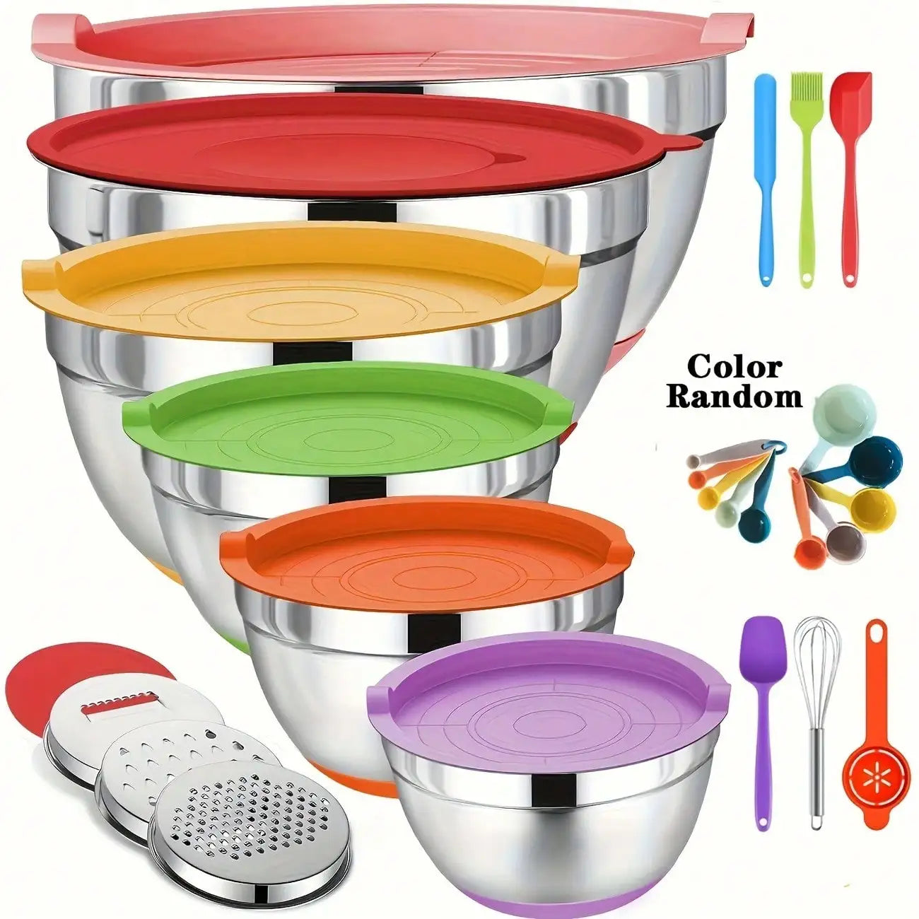 Stainless Steel Mixing Bowls Set With Lids And Attachments
