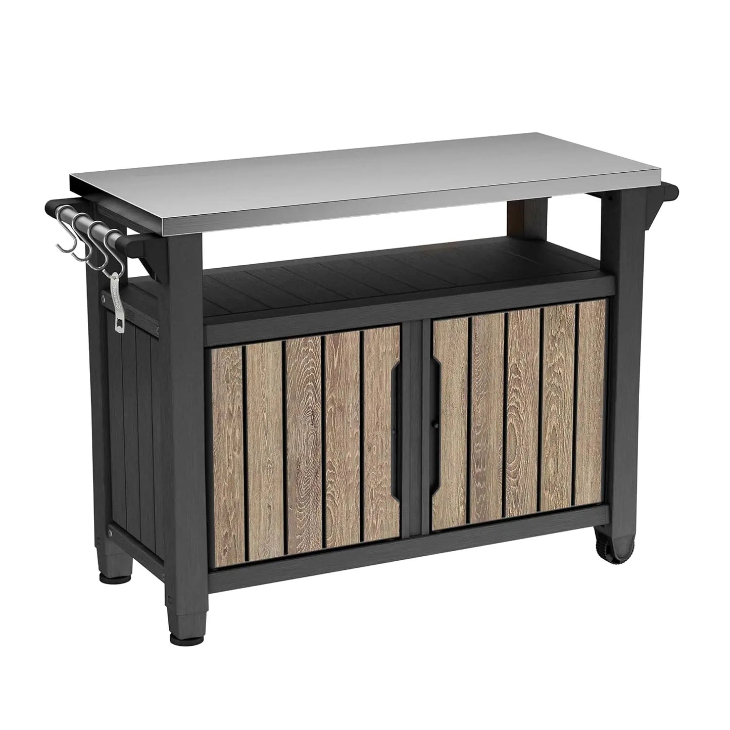 Outdoor Rolling Prep Table Cart With Storage And Wheels